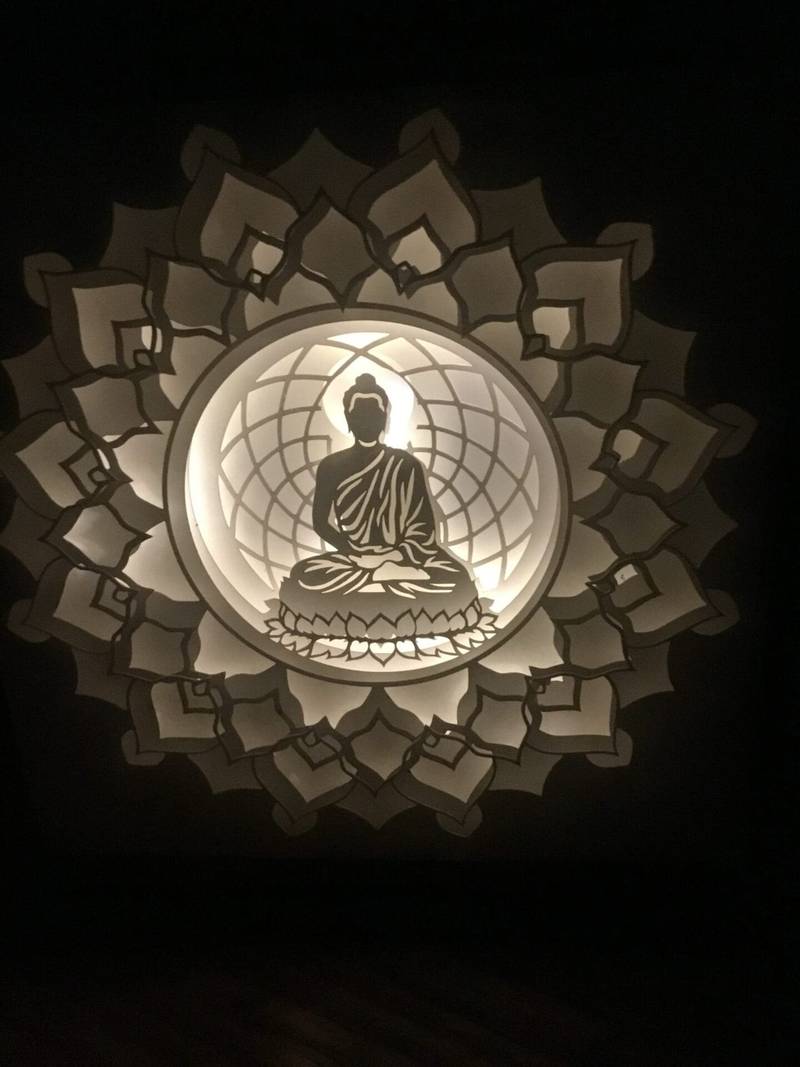 Zen Illumination: Buddha's Serene Shadow Box - Image 5