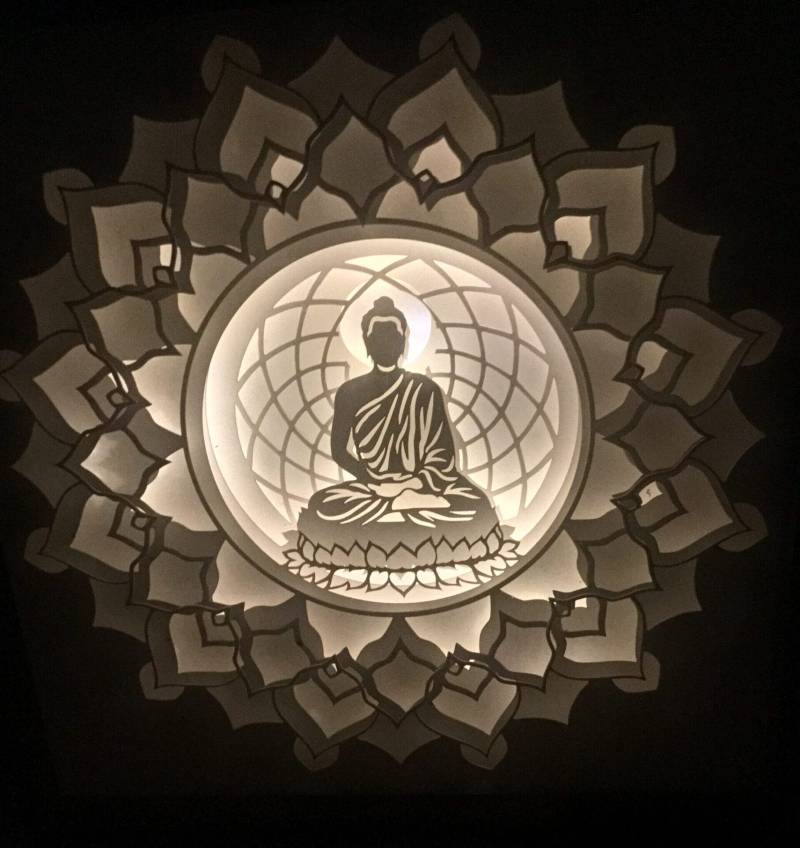 Zen Illumination: Buddha's Serene Shadow Box