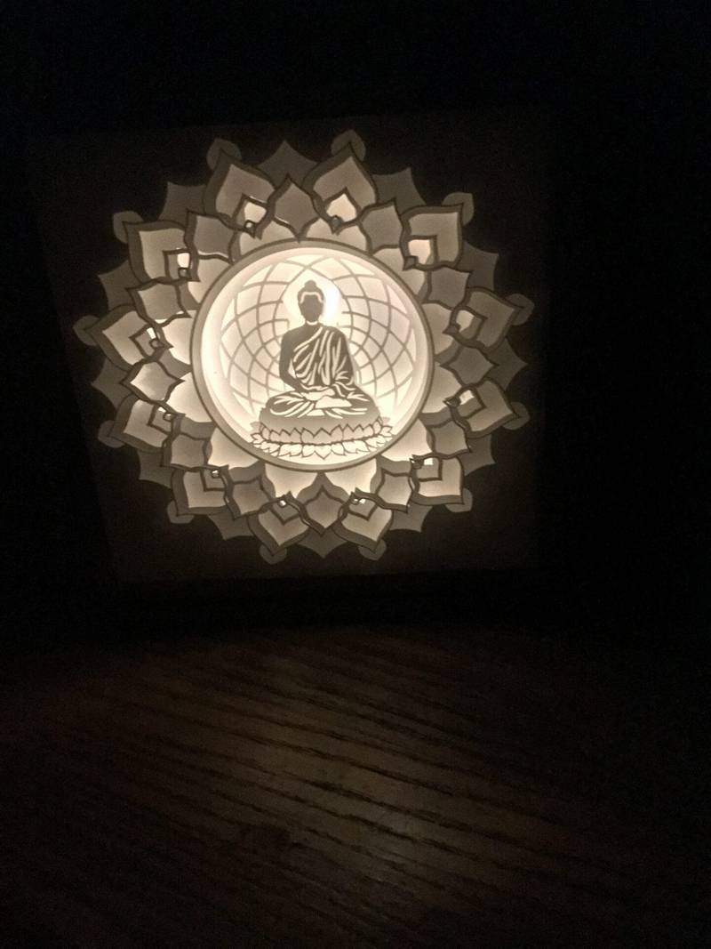 Zen Illumination: Buddha's Serene Shadow Box - Image 3
