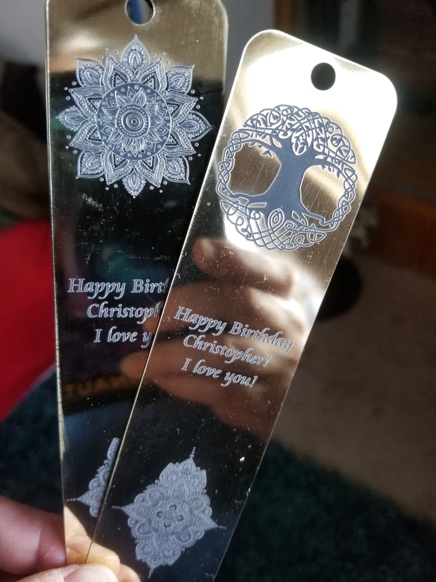 engraved bookmarks with mandala and tree of life designs