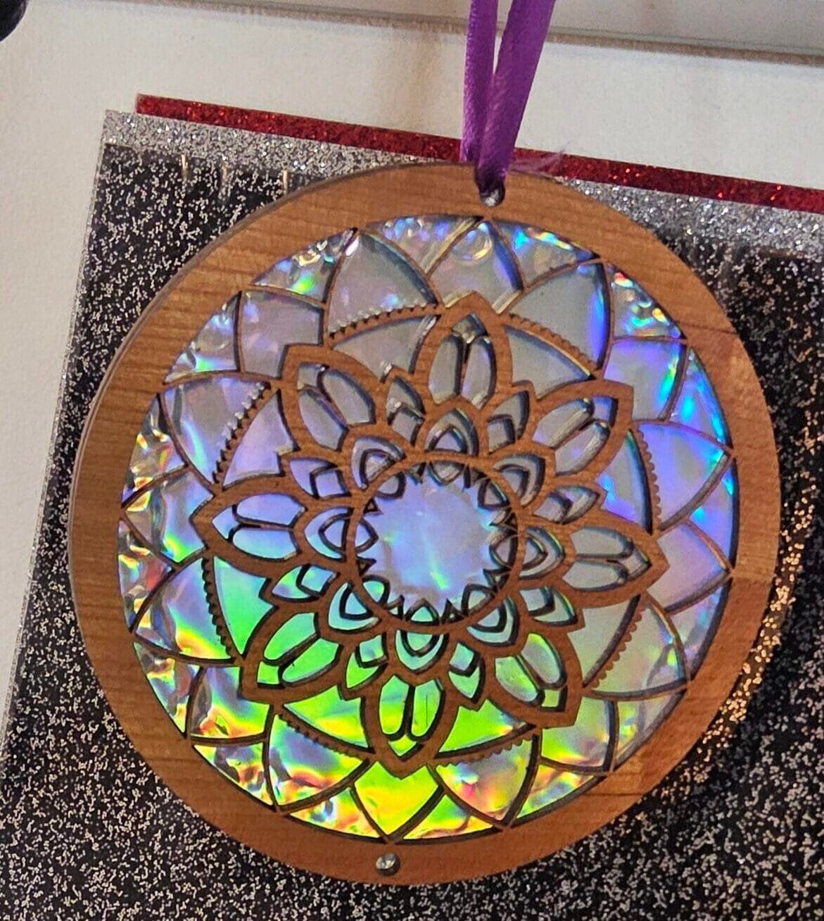 Retro Radiance: Upcycled CD Suncatcher Symphony Window décor