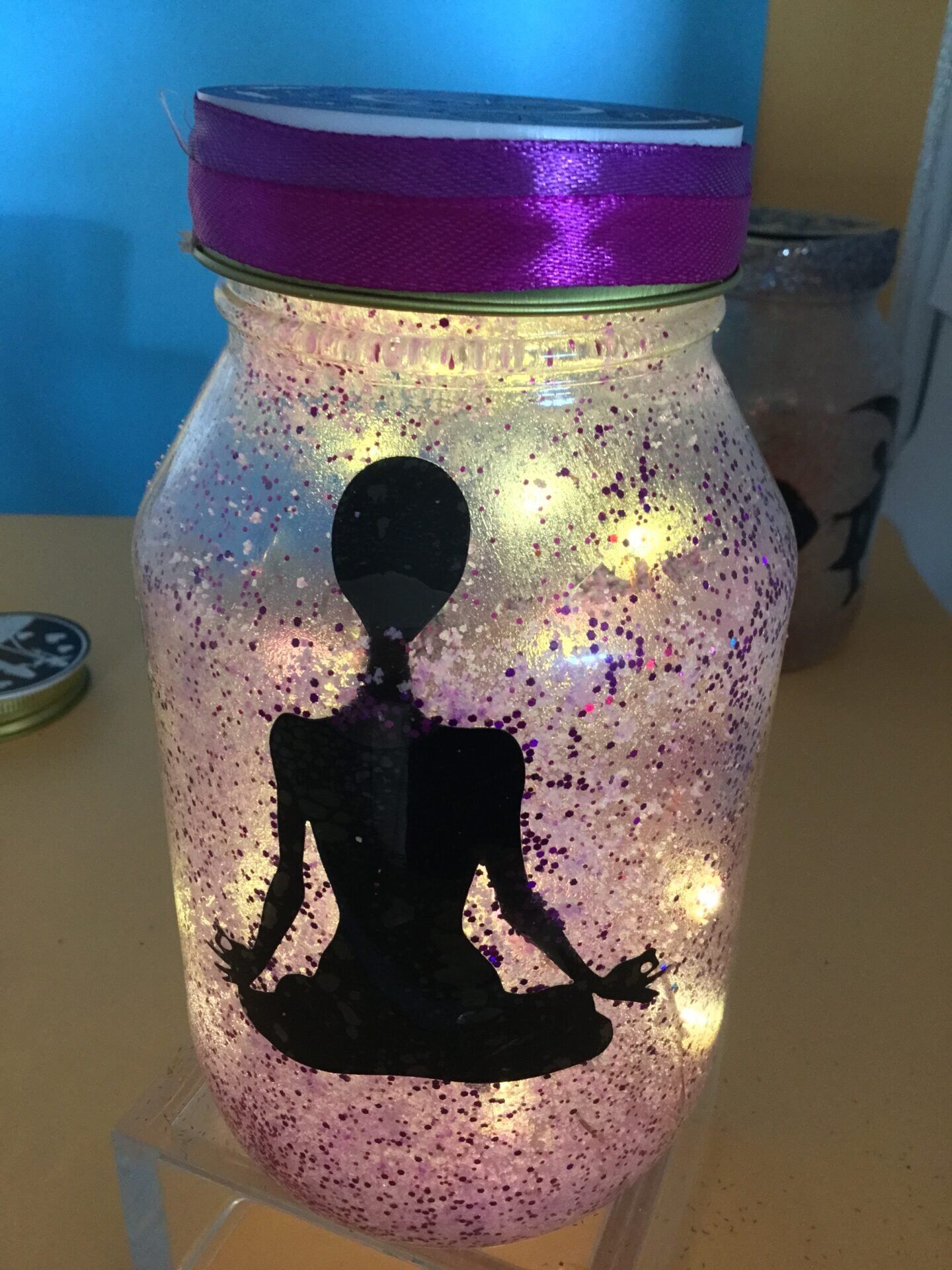 A Sacred Meditation Light up Jar- Interdimensional experiences – Night light -Peaceful Oasis Meditating Zen moments- Light Jar
