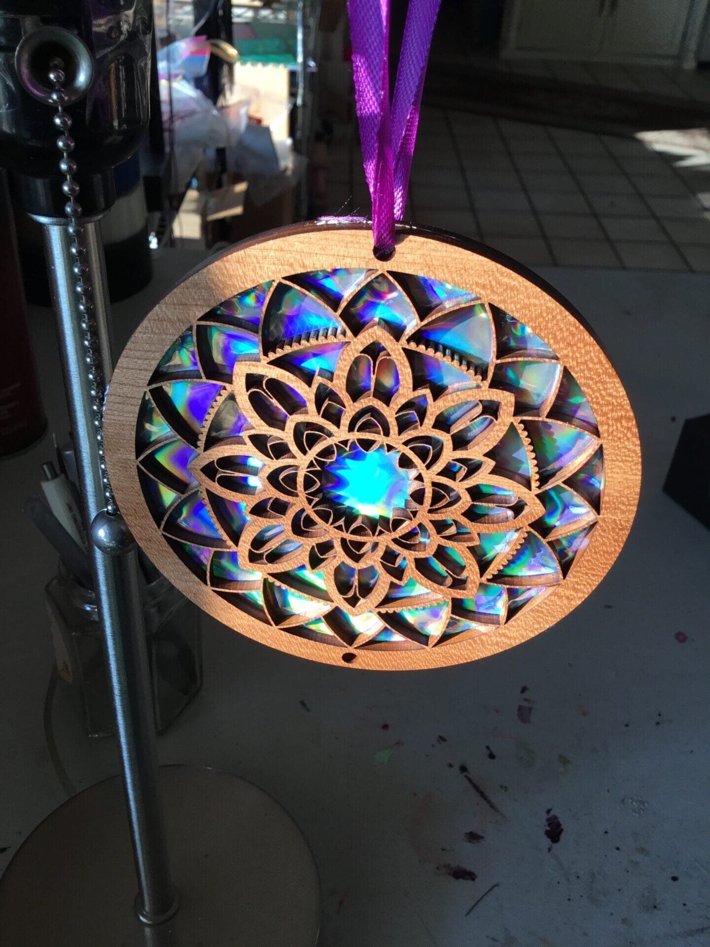 Retro Radiance: Upcycled CD Suncatcher Symphony Window décor - Image 4